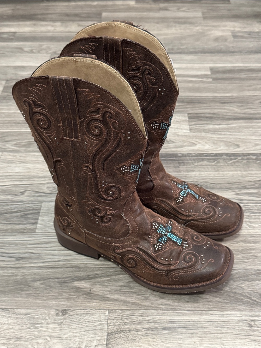 Roper Women’s Faith Rhinestone square toe cowgirl boots sz 8.5